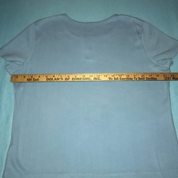 BASIC EDITIONS embroidered details short sleeve cotton light blue size XL - Picture 9 of 9